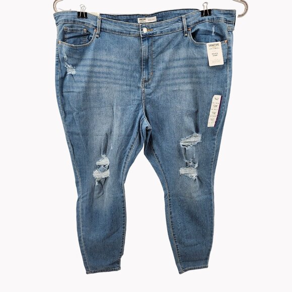 Signature By Levi Strauss Mid-Rise Skinny Jeans Mistag Actual 48W 28L Distressed - Picture 1 of 14